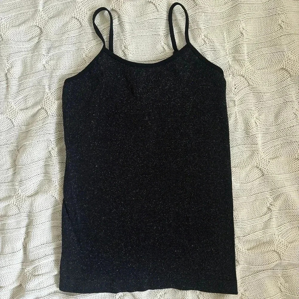 Y2K Black sparkly silver tank top